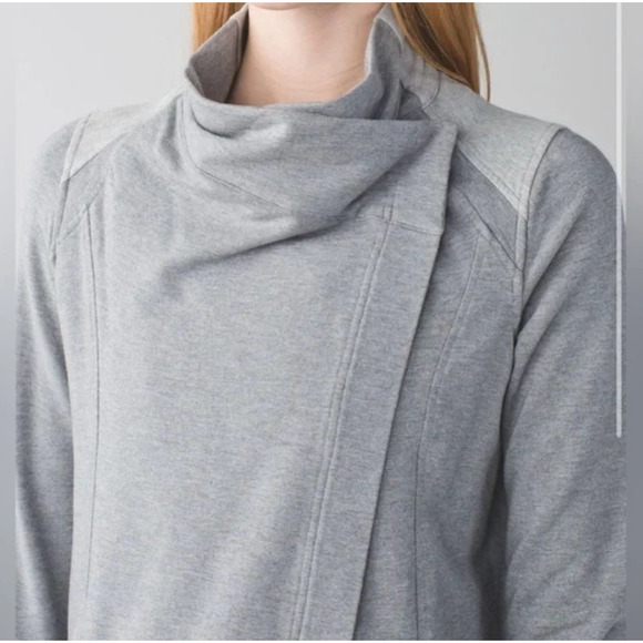 LULULEMON Coast Wrap Jacket Heather Gray Mock Neck Stretch Athleisure - Picture 5 of 15